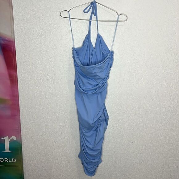 NWT Susana Monaco V Wire Halter Dress XL Light Blue - Picture 6 of 13